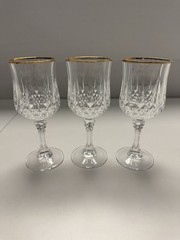 Cristal D Arques Longchamp Gold Rim Crystal Wine Glasses 6 1/2″ Set of 6 France