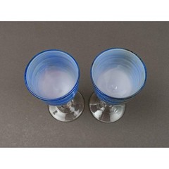 Steven Maslach 1978 Signed Volcano Ash Hand Blown 5 7/8″ Cordial Glass Set Of 2