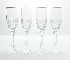 Mikasa “Gold Crown” Set of 4 Crystal Fluted Champagne Glasses 8 1/2” 6oz