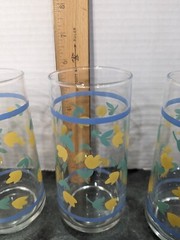Tulip Tall Drinking Glasses Blue Stripes Spring Summer Refresh 16 oz 90’sVintage