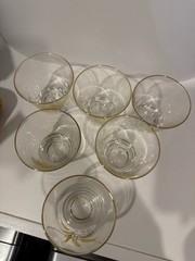 MCM Set Of 6 Beautiful Rocks Glasses With Gold Rims And Wheat/flower Design