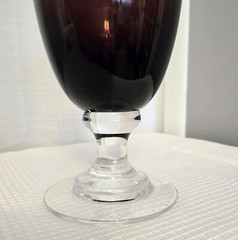 Art Deco Style Water Wine Goblet Glass Tiered Pedestal Base Plum Single Replacem