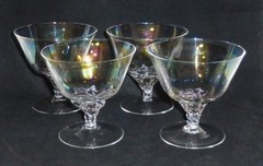 4 Vintage George Borgfeldt LISA Irridescent Champagne Coupes Sherbet Glasses 4″