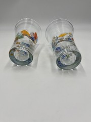 Global Amici Hand Blown Mosaic Glasses, 6″ tall, 2-piece set