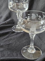 Princess House Bordeaux Crystal Champagne/Sherbet Glass 1980’s Set of 4 Holiday