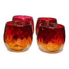 Antique Mt. Washington New England Amberina Punch Cups Set of 4 USA 1885-1890