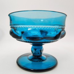 Vintage Colony Color Crown Blue Champagne Glass Set of 4 Tall Sherbet 1970s MCM