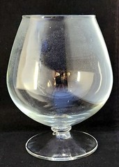 Pressed Glass Plain Clear Wafer Stem Vintage 5.75″ BRANDY SNIFTER