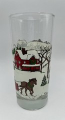 1 Libbey Winter Village drinking glass highball Sleigh Ride Christmas tumbler