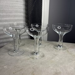 Hand-Blown Bubble Stem Champagne Coupe Glasses KROSNO Poland-5-5.5″ Tall