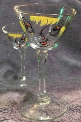 4 – Vintage 1950s Gay Fad Beau Brummel Tipsy Cocktail Glasses