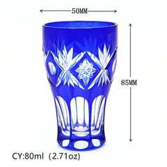 Hand Cut To Clear Blue 3oz Edo Kiriko Crystal Whiskey Glasses Gift Packing 1pc