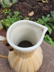 MCM Ombre Earthy Brown Beige Carafe Pitcher Gold Handle Cork Topper