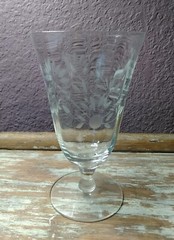 Vintage Etched 6” Wine Water Glass Goblet Floral Stemmed Replacement