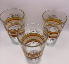 Set Of 3 MCM Libbey FAMILY-HOME-FRIENDS Thanksgiving Glasses 16.2 OZ Excellent