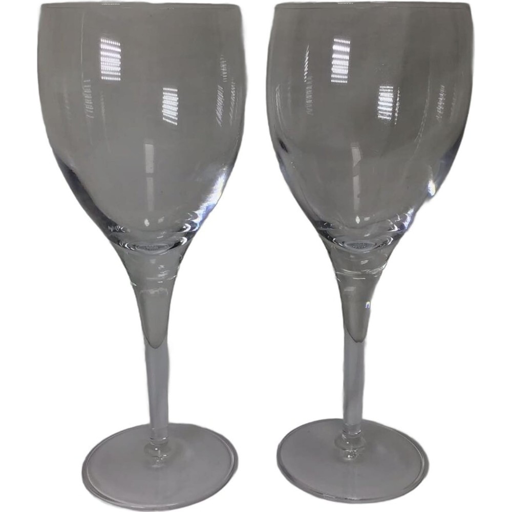 Vintage Michelangelo Clear Hand Blown Water Goblet Set of 2 Barware
