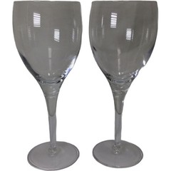 Vintage Michelangelo Clear Hand Blown Water Goblet Set of 2 Barware
