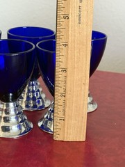 1930’s CHASE USA Blue Moon Art Deco Cobalt Blue With Chrome Base Lot Of 5