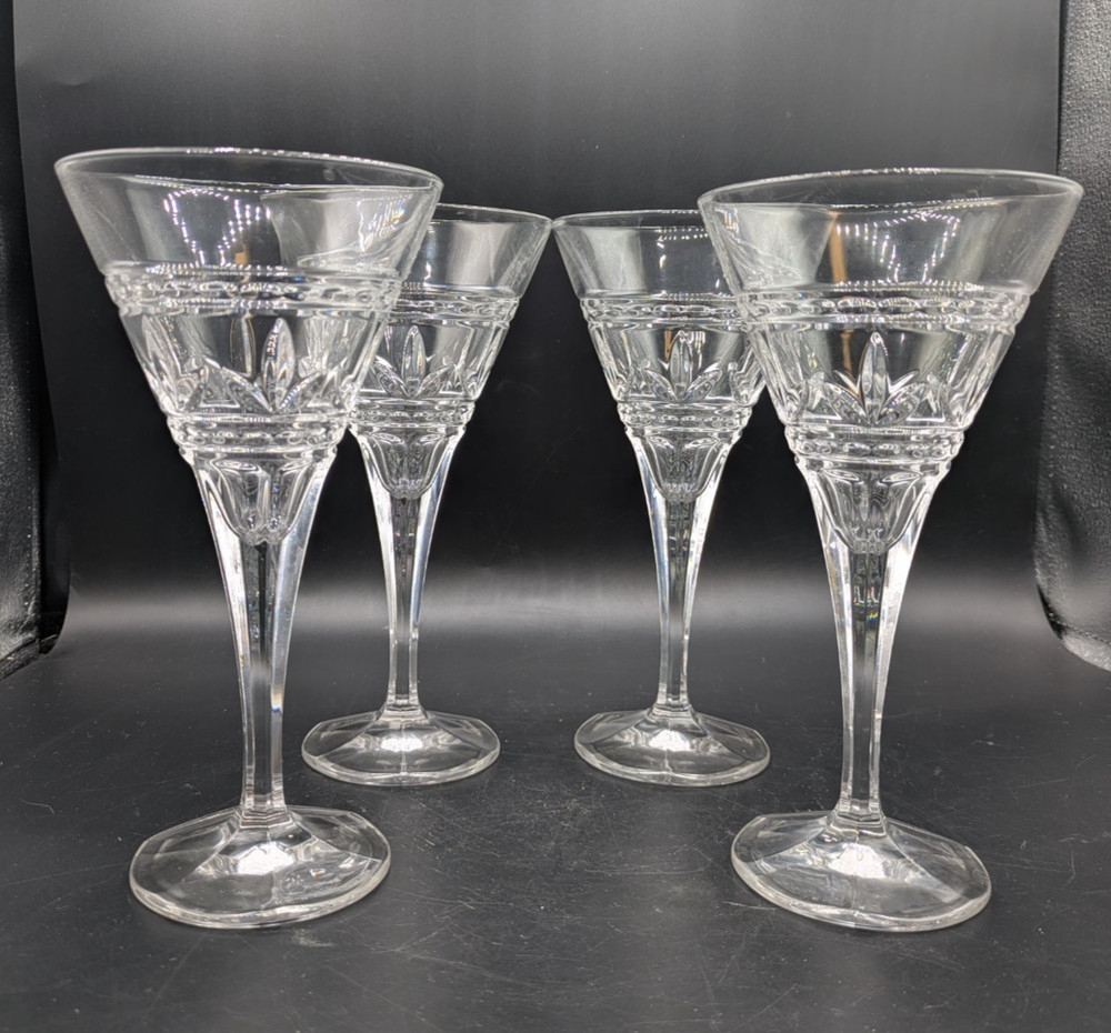 Vtg Royal Limited Crysta Water Goblets Set of 4 Clear Czech Stemware RLZ7 8oz
