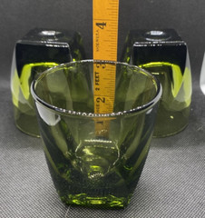 6 Vintage Vanity Green By Colony 5 oz Flat Tumbler Double Shot Whiskey Glasses
