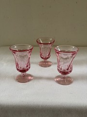 Nice Set of 3 Fostoria Jamestown Pink Champagne 4 7/8” Wine-Juice Glass Goblets