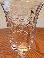 Set Of 3 Vintage LIBBEY ROCKE SHARPE Floral Crystal Glass Goblets 7 3/4″ 2008-4