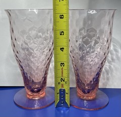 Qty 2 •Water Goblets Glasses 6-1/4”, Fry Co. Fry1-4 Pink Diamond Optic VTG READ