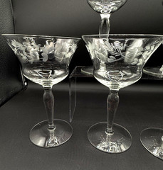 6 Glastonbury-Lotus 3720-19 Champagne/Tall Sherbet 6″ Hand Blown Glass 1930-40s