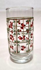 Vintage Set of 4 Anchor Hocking Strawberry and Lattice Drinking Glasses Cottage