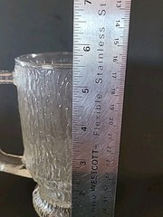 Set Of Four Indiana Glass «Ice» Footed Mugs Each 5.5 Inches Tall.
