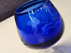 Vintage Brandy Snifter/Goblet Vibrant Blue Wheat Barley Star Base 3″ Tall