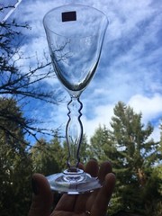 4 VINTAGE French Cristal d’arques wine glasses w/purple stem edges htf pattern~