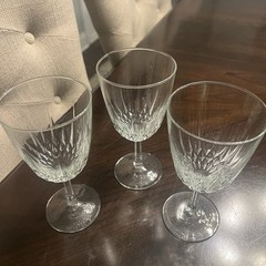 Cristal D’Arques-Durand Diamant Water Goblet Glass Crystal Set of 3 6.75″Tall