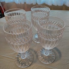 4 Mikasa Wine Water Glasses Swirls Pressed Knob Stem ITALIAN COUNTRYSIDE 6 3/4”