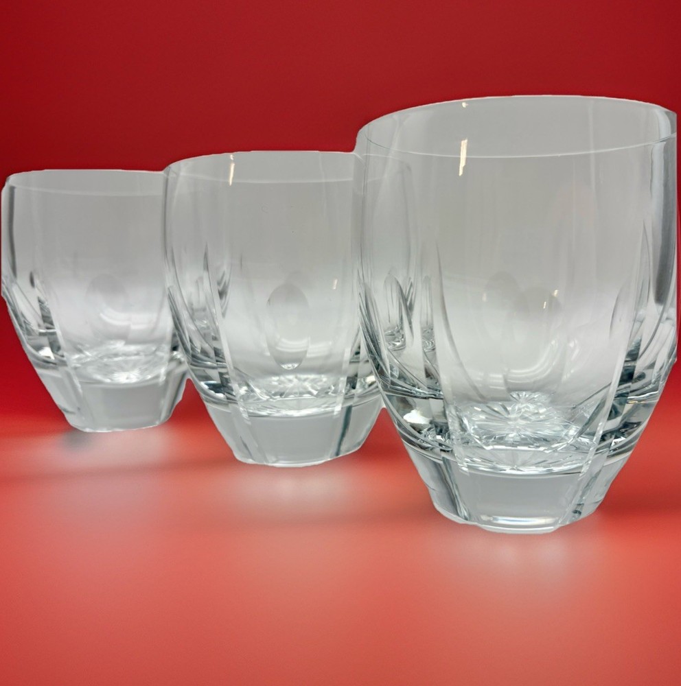 Stunning Block Crystal Cut Glass Old Fashioned Rocks Whiskey Tumblers Dots