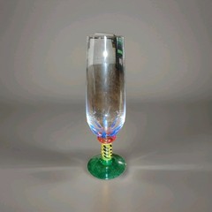 Kosta Boda Palm Tree Design Champagne Flute Hand Painted Glass 7″