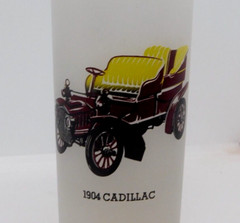 Anchor Hocking Frosted Glass 1904 Cadillac 16 Oz 6 1/2 Inches Tall Vintage