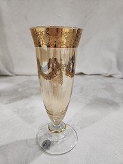 TF Imports Vintage 24K Gold Encrusted Footed Goblet Glasses, set of 4