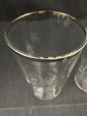 Vintage Silver Rim Optic Paneled MCM Tumblers Glasses 5” Barware Set of 4
