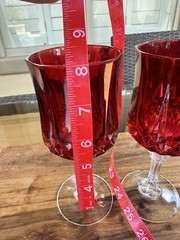 Pair Of Vtg Longchamp D’arques Cristal Ruby Red 25th Anniversary 10¼ Oz. Goblets