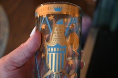MCM Georges Briard 22K Gold Turquoise Set Of 4 Highball Glasses Gold Eagle&crown