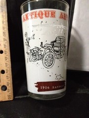 ANTIQUE AUTOS MID CENTURY TUMBLER GLASS 1906 AUTOCAR NEW OLS STOCK ESTATE READ’