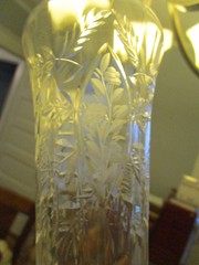 4 Antique Libbey Elegant Glass Etched Floral Leaf Panel Optic Juice Goblets