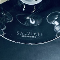 1 Salviati Wine Glass Art Crystal Etched Glass Italy 8″ handblown
