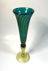 Vintage Signed Rick Strini Art Glass Iridescent Champagne Glasses Set of 2