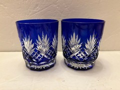 STUNNING PAIR, TWO, NACHTMANN CUT TO CLEAR MULTICOLOR CRYSTAL OLD FASHIONED #2