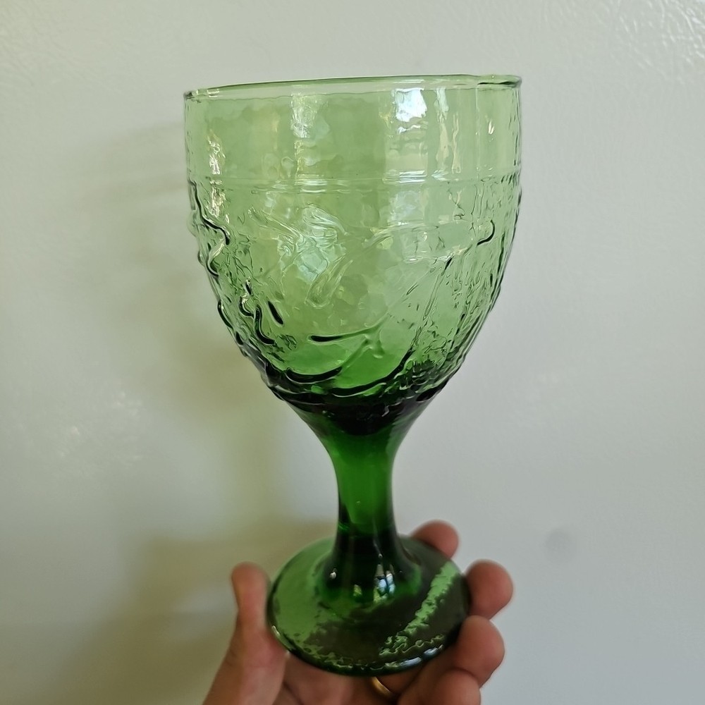 Garden Vine Green by Libbey Glass Company Water Wine Goblet 7″