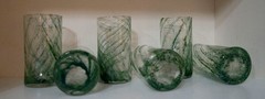 Set of 6 Alessandro Coppola Arte Di Murano Green Swirls Tumblers 16oz – Italy