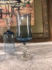 Vintage Fostoria Glass Blue Distinction 6 1/4”Water Goblets(4)#146128