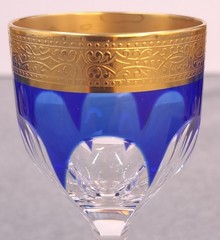 16 Justin Tharaud President Blue Crystal Cordial Glasses Gold-Encrusted Rims